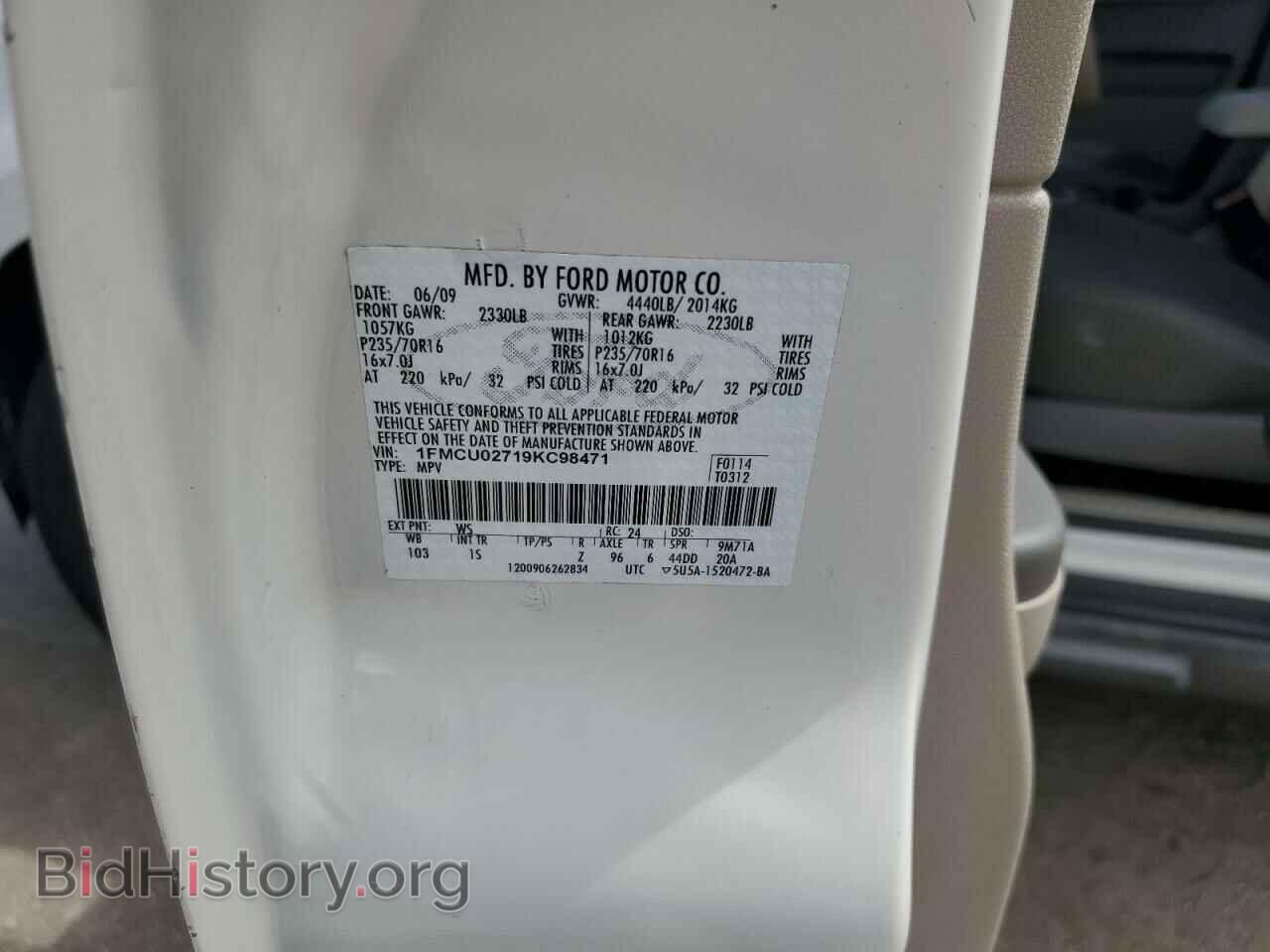 2009 FORD ESCAPE - VIN: 1FMCU02719KC98471 - Фото 10