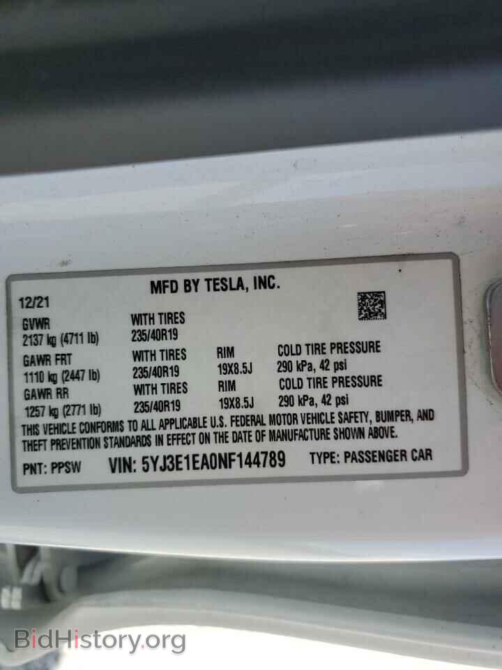 2022 TESLA MODEL 3 - VIN: 5YJ3E1EA0NF144789 - Photo 12