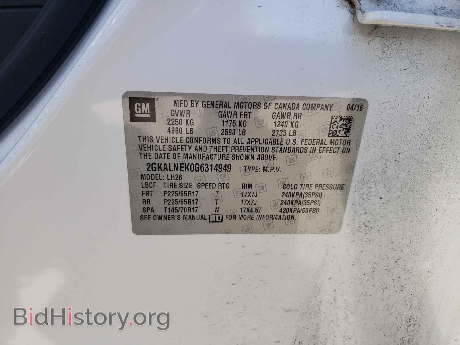 2016 GMC TERRAIN - VIN: 2GKALNEK0G6314949 - Photo 10