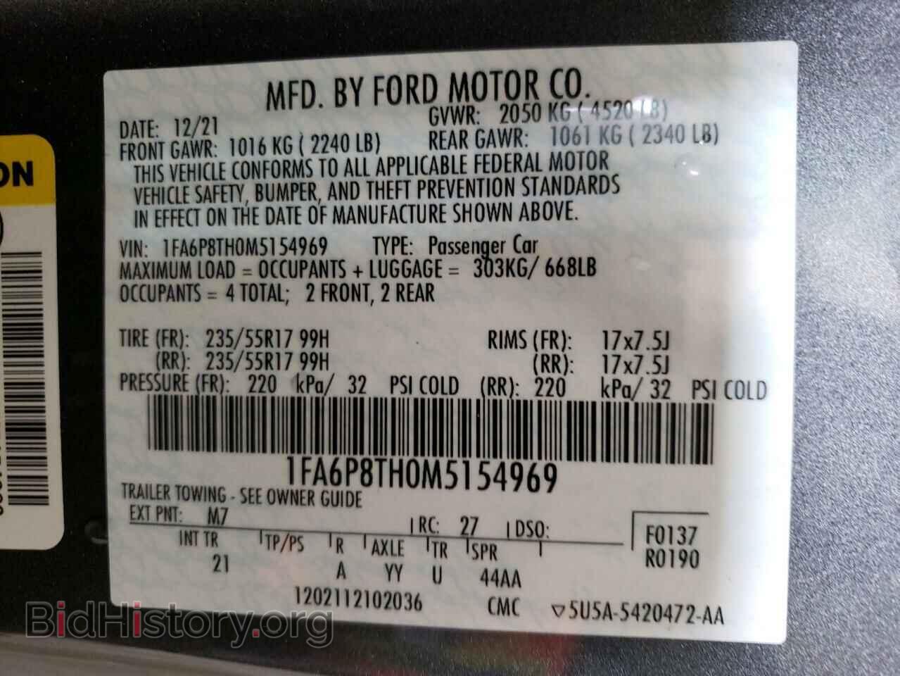 2021 FORD ALL Models - VIN: 1FA6P8TH0M5154969 - Photo 12