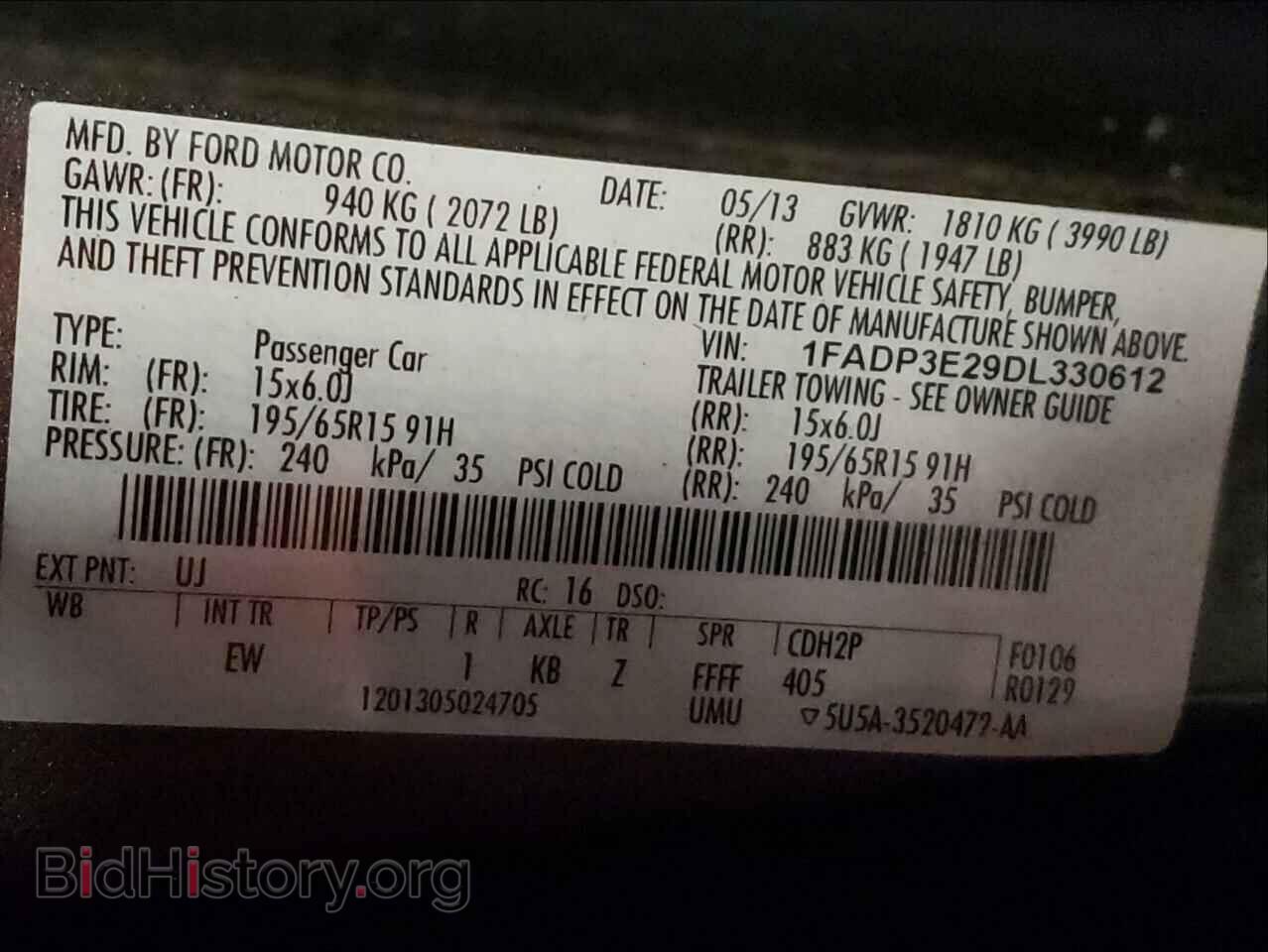 2013 FORD FOCUS - VIN: 1FADP3E29DL330612 - Фото 10
