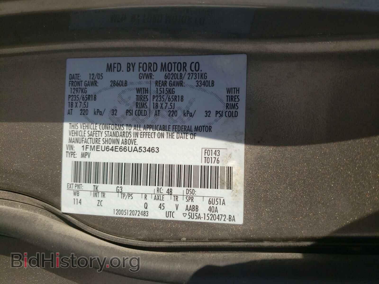 2006 FORD EXPLORER - VIN: 1FMEU64E66UA53463 - Фото 10