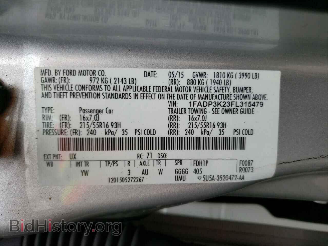 2015 FORD FOCUS - VIN: 1FADP3K23FL315479 - Фото 10