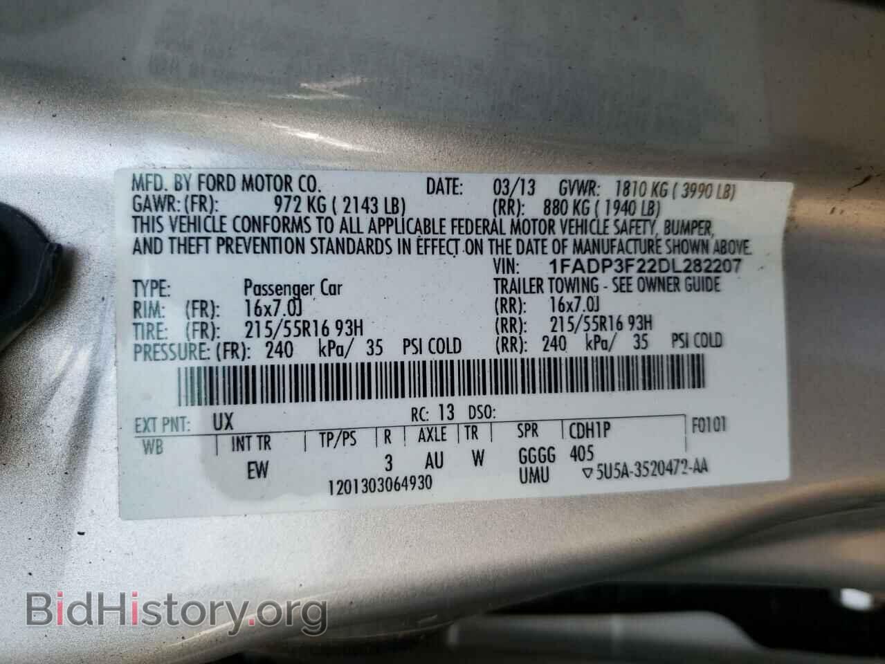 2013 FORD FOCUS - VIN: 1FADP3F22DL282207 - Фото 10