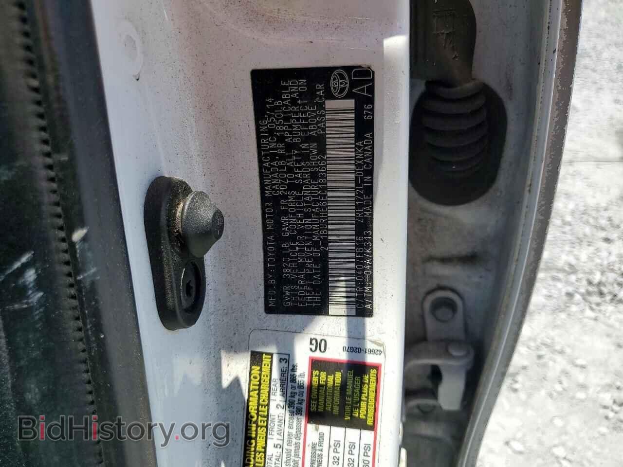 2014 TOYOTA COROLLA - VIN: 2T1BURHE6EC183662 - Фото 12