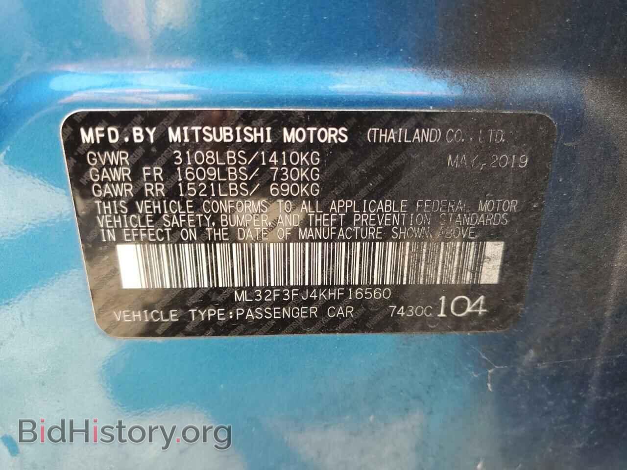 2019 MITSUBISHI MIRAGE - VIN: ML32F3FJ4KHF16560 - Фото 12