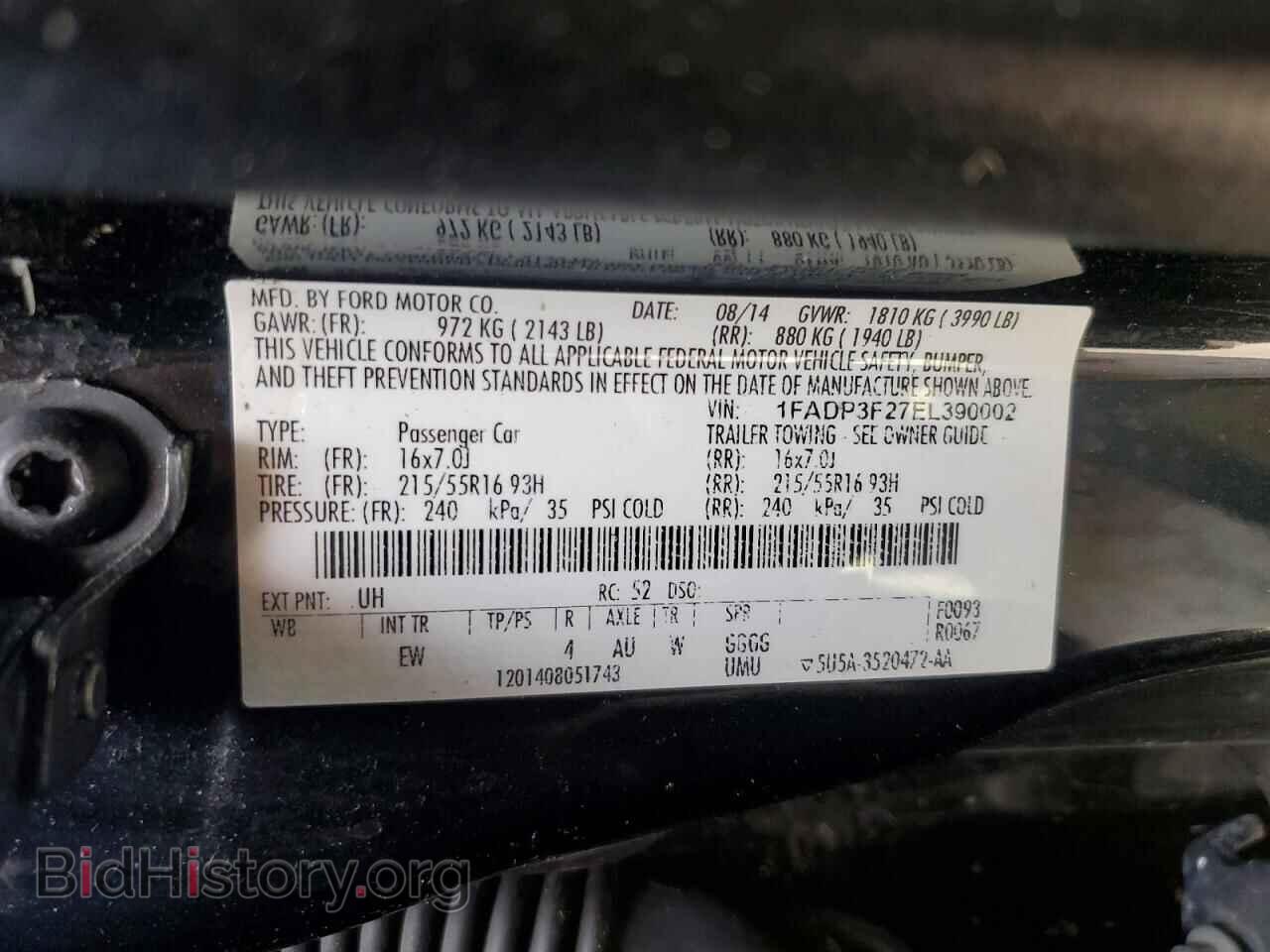 2014 FORD FOCUS - VIN: 1FADP3F27EL390002 - Фото 12