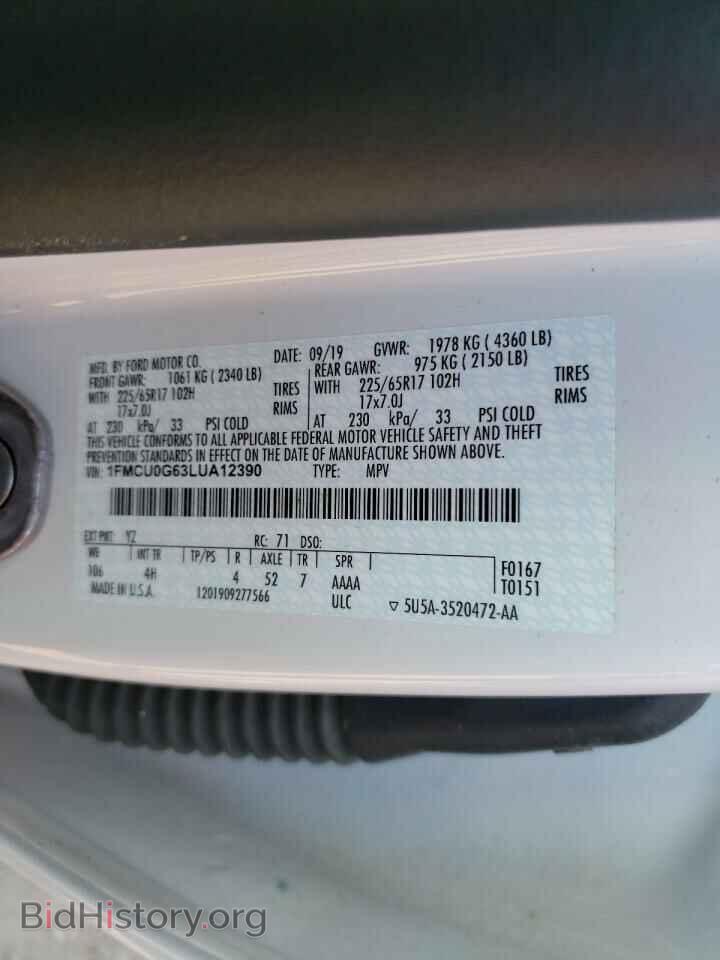 2020 FORD ESCAPE - VIN: 1FMCU0G63LUA12390 - Photo 10