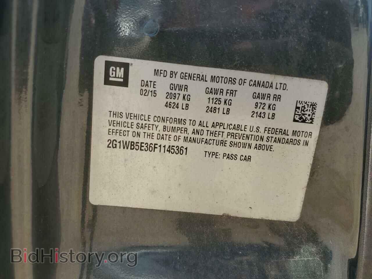2015 CHEVROLET IMPALA - VIN: 2G1WB5E36F1145361 - Фото 12