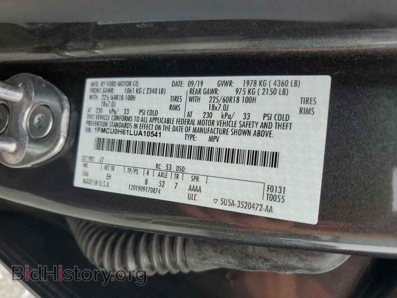 2020 FORD ESCAPE - VIN: 1FMCU0H61LUA10541 - Фото 13