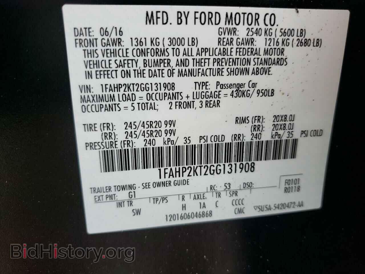 2016 FORD TAURUS - VIN: 1FAHP2KT2GG131908 - Photo 10