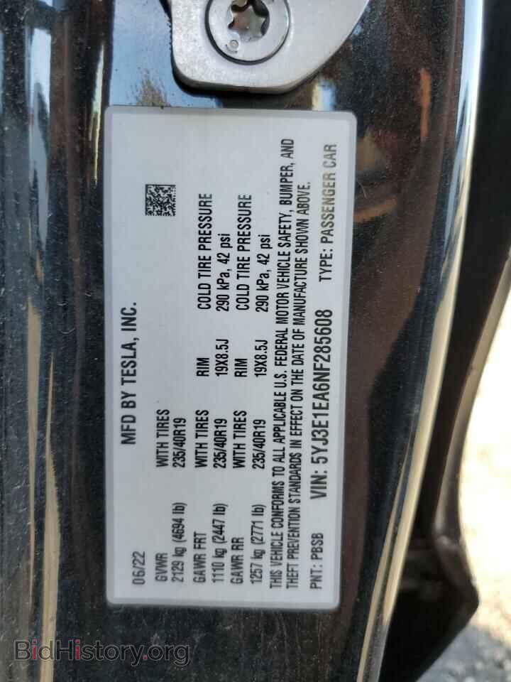 2022 TESLA MODEL 3 - VIN: 5YJ3E1EA6NF285608 - Фото 10