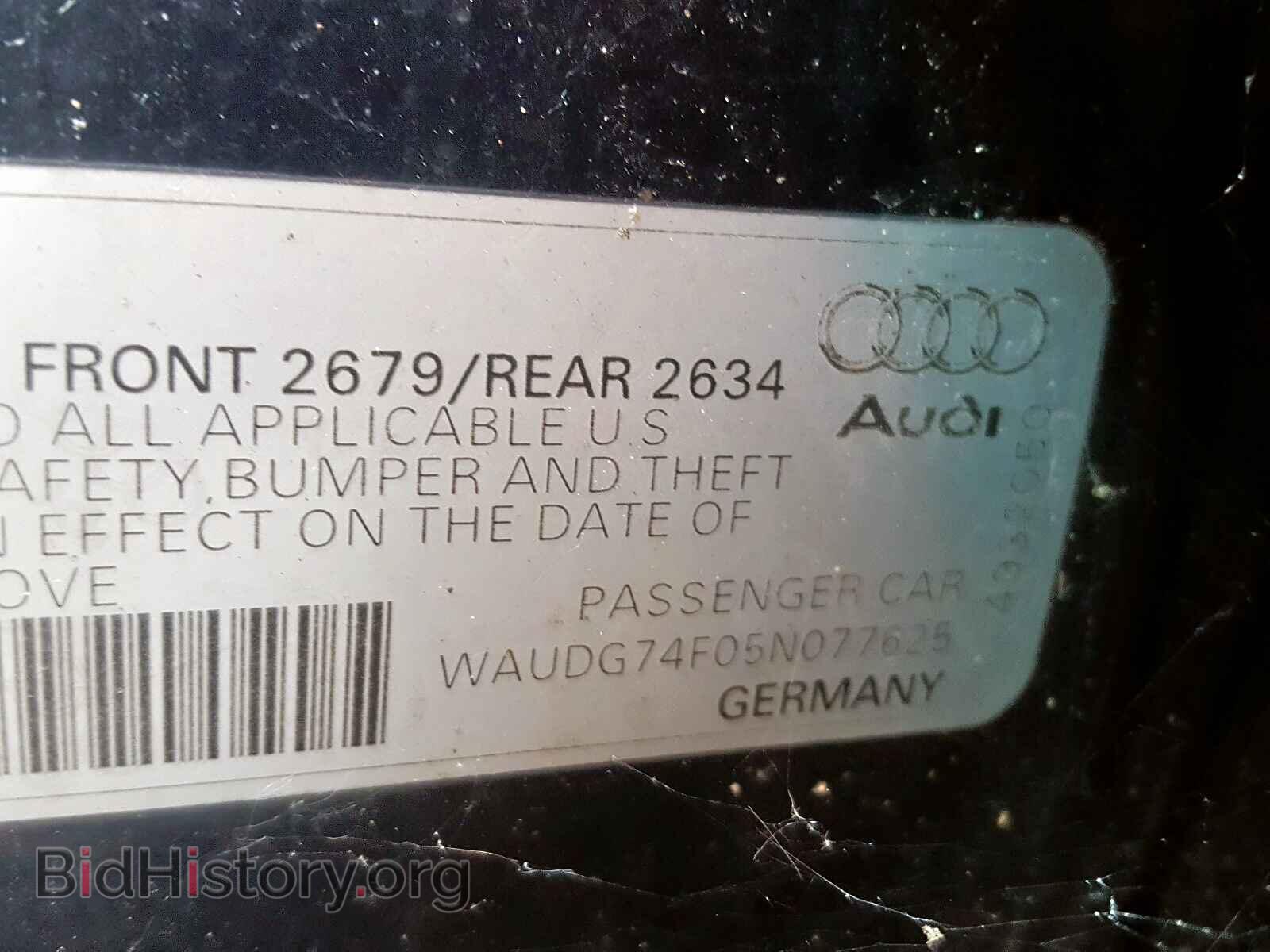 2005 AUDI A6 - VIN: WAUDG74F05N077625 - Фото 10