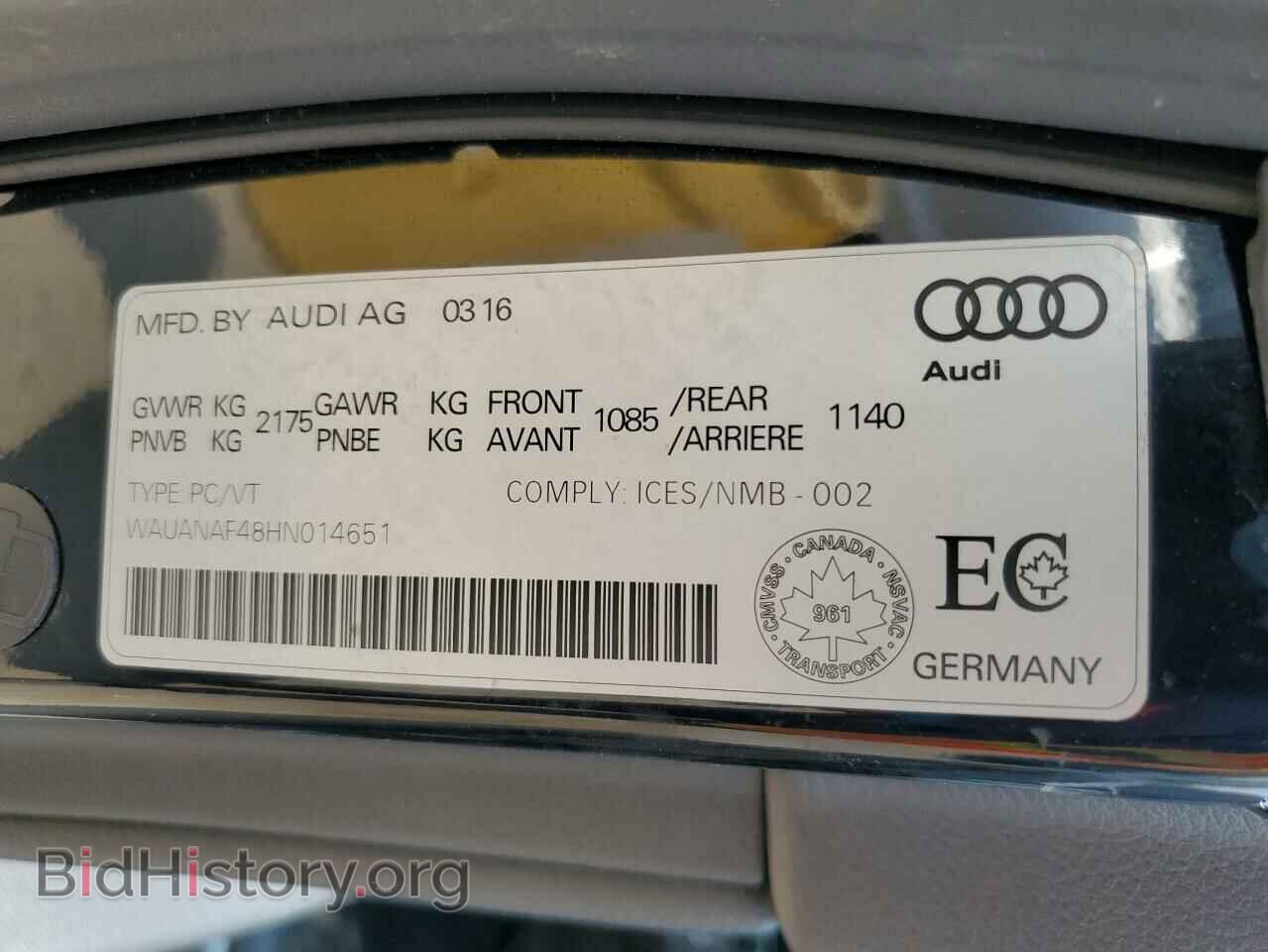 2017 AUDI A4 - VIN: WAUANAF48HN014651 - Фото 12
