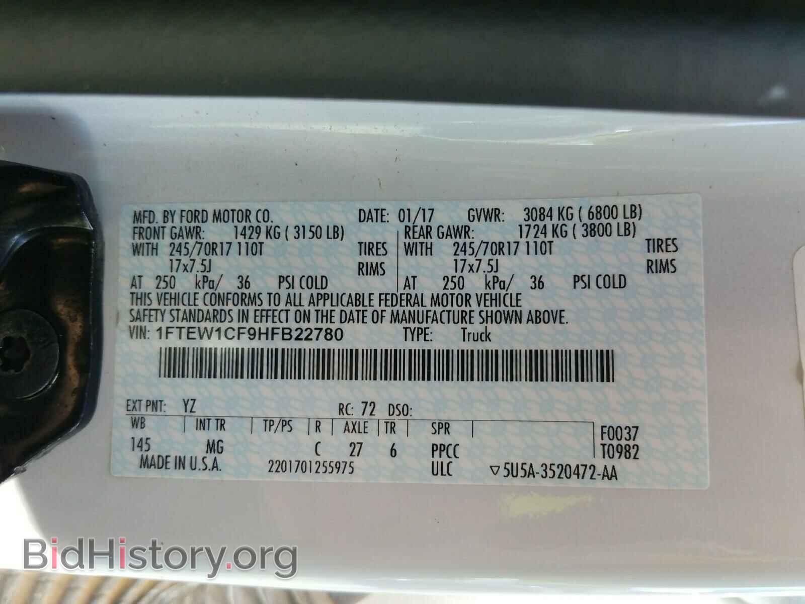 2017 FORD F150 - VIN: 1FTEW1CF9HFB22780 - Фото 10