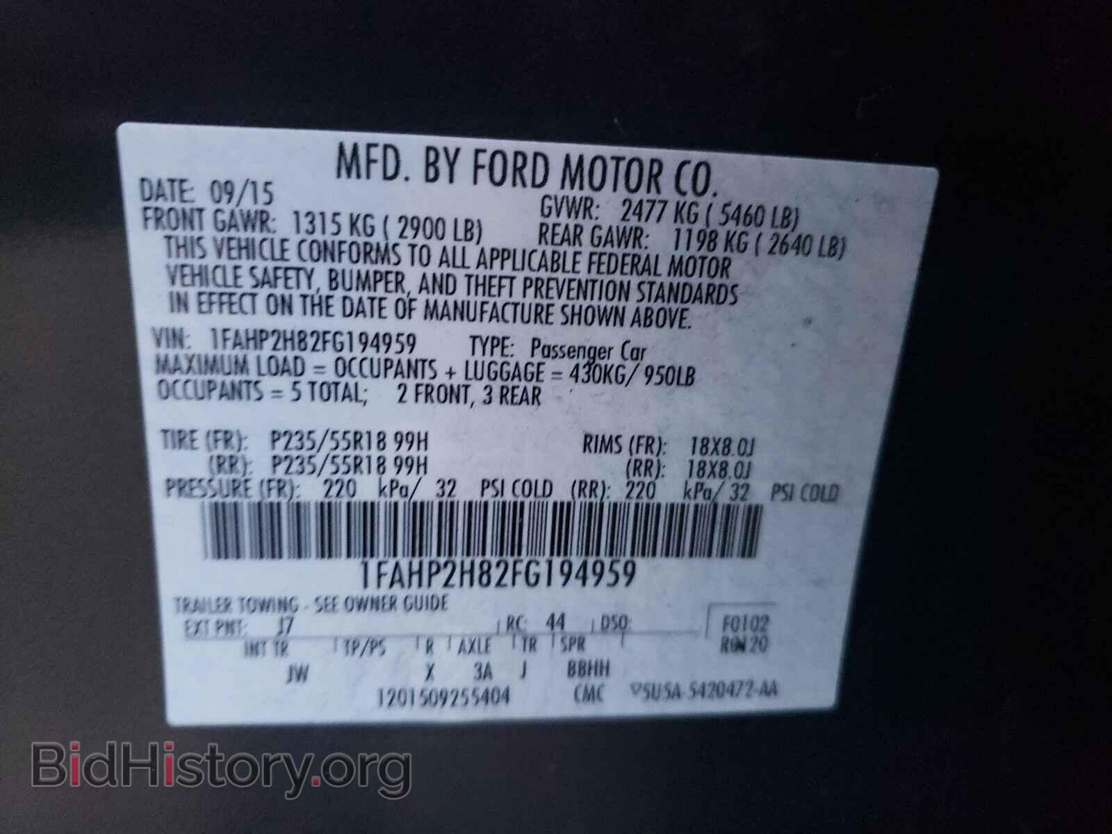 2015 FORD TAURUS - VIN: 1FAHP2H82FG194959 - Photo 10