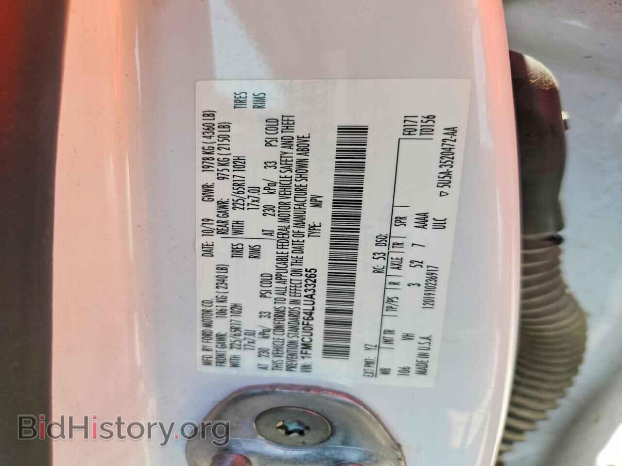 2020 FORD ESCAPE - VIN: 1FMCU0F64LUA33265 - Фото 13