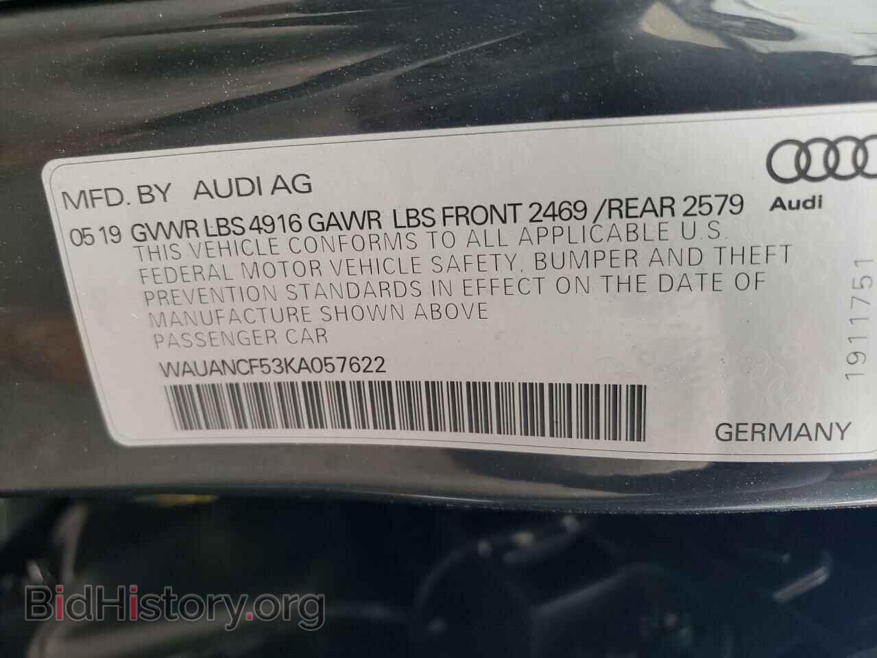 2019 AUDI A5 - VIN: WAUANCF53KA057622 - Фото 12
