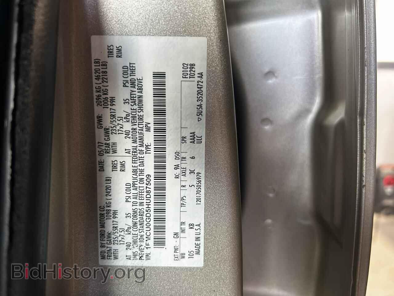 2017 FORD ESCAPE - VIN: 1FMCU0GD5HUD87509 - Фото 10