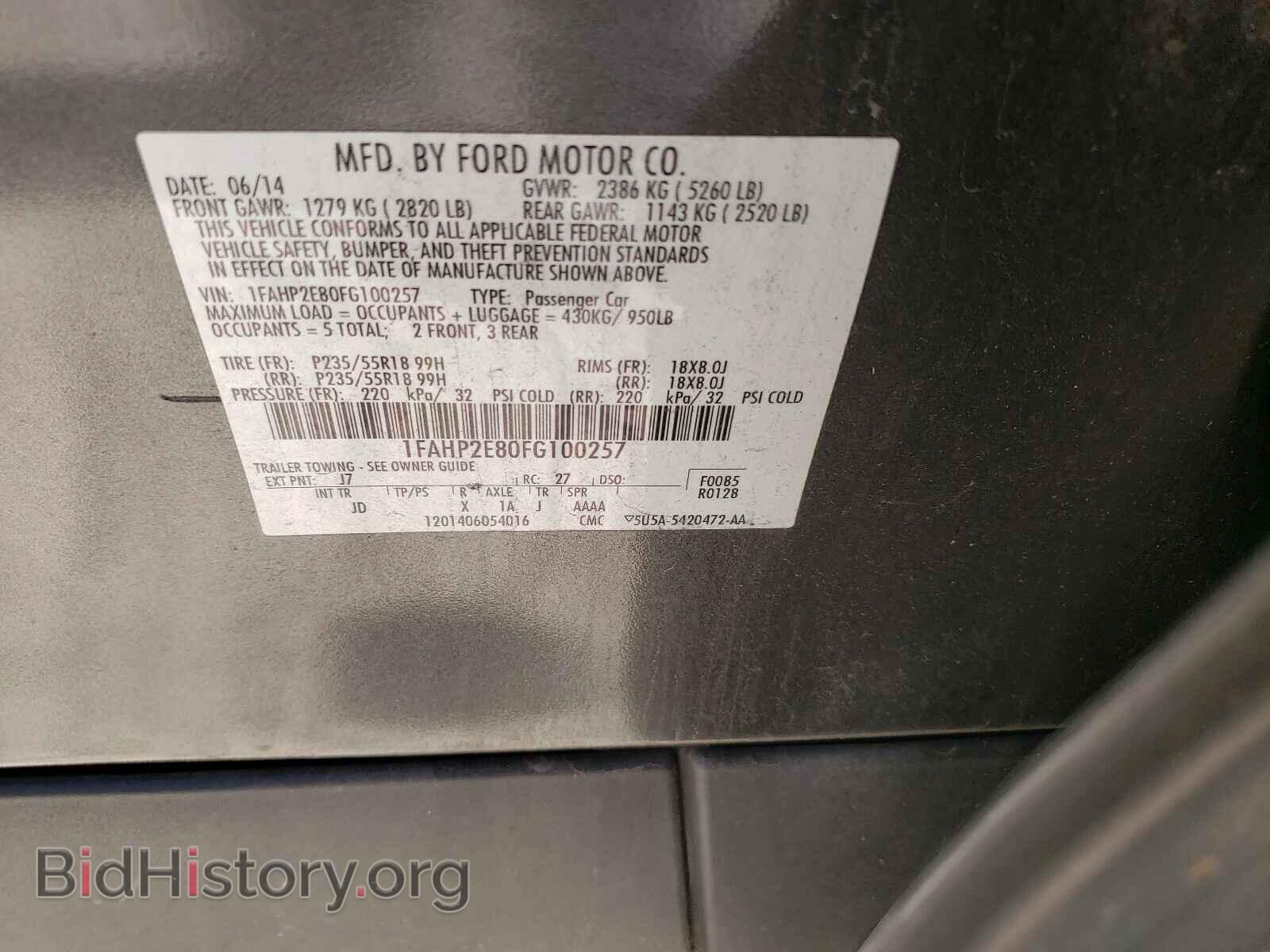 2015 FORD TAURUS - VIN: 1FAHP2E80FG100257 - Фото 10