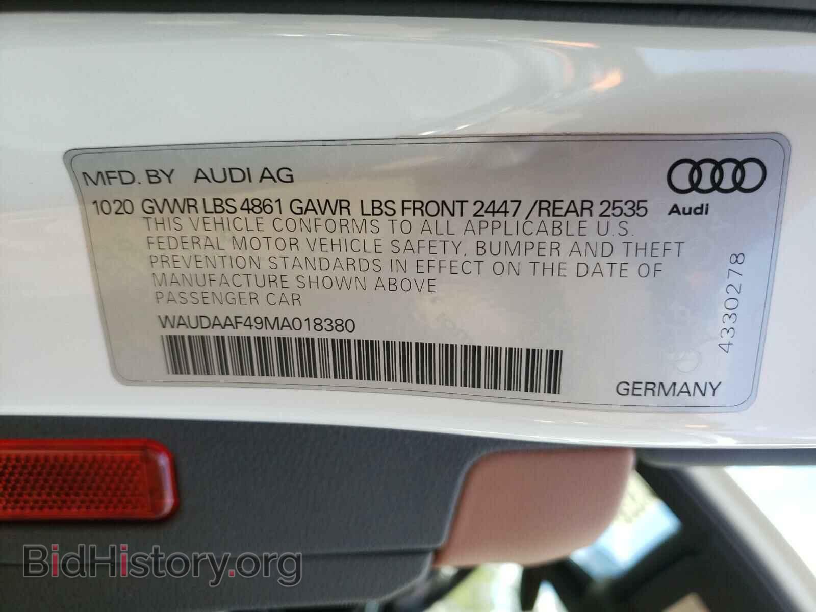 2021 AUDI A4 - VIN: WAUDAAF49MA018380 - Photo 10