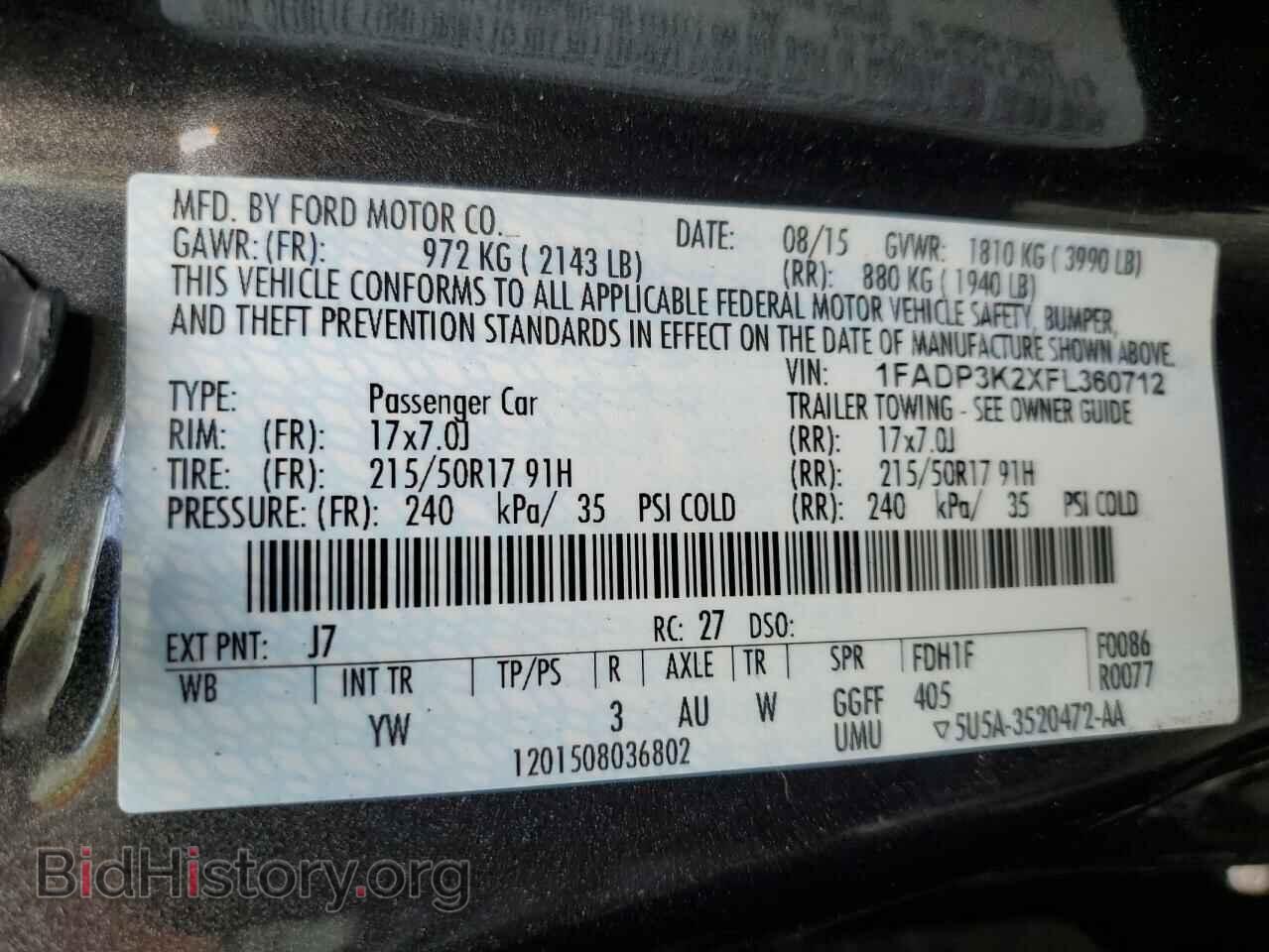 2015 FORD FOCUS - VIN: 1FADP3K2XFL360712 - Фото 10
