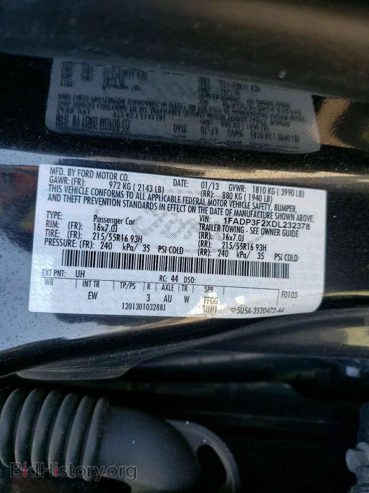 2013 FORD FOCUS - VIN: 1FADP3F2XDL232378 - Фото 10