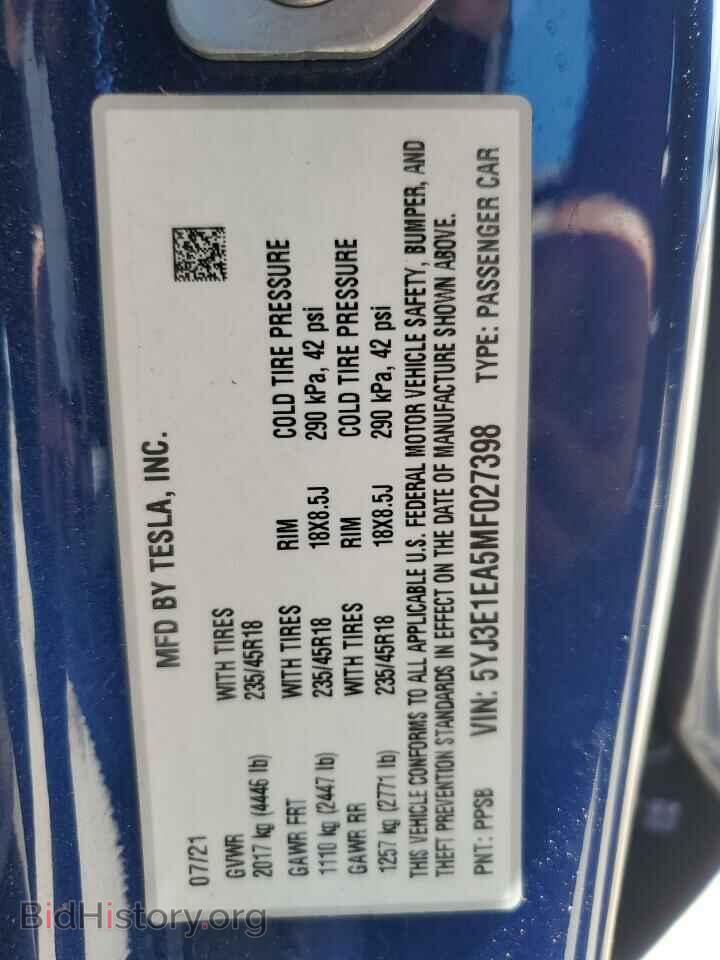 2021 TESLA MODEL 3 - VIN: 5YJ3E1EA5MF027398 - Photo 12