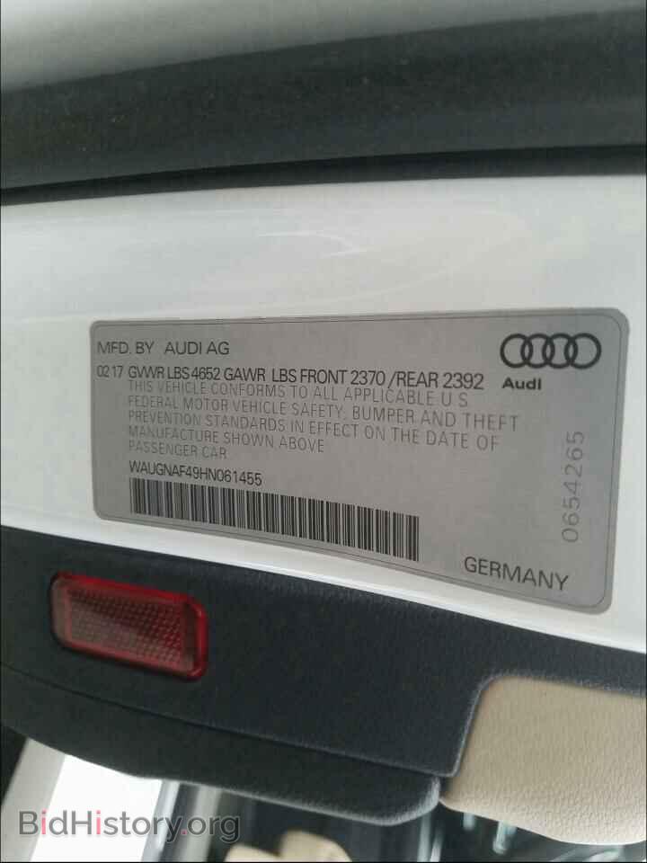 2017 AUDI A4 - VIN: WAUGNAF49HN061455 - Фото 10