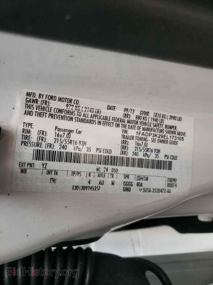 2014 FORD FOCUS - VIN: 1FADP3K29EL173105 - Фото 10