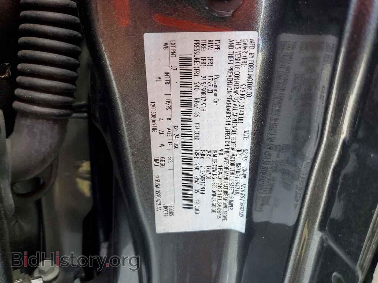 2015 FORD FOCUS - VIN: 1FADP3K21FL360615 - Фото 12