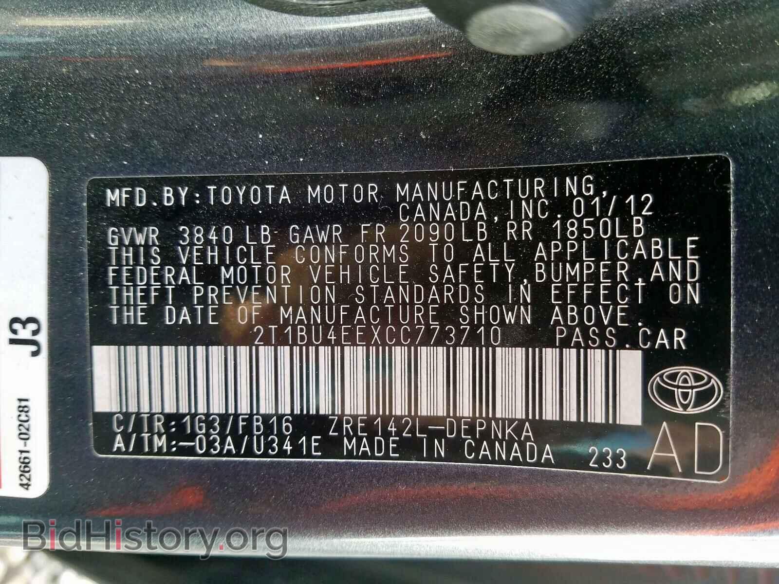 2012 TOYOTA COROLLA - VIN: 2T1BU4EEXCC773710 - Photo 10