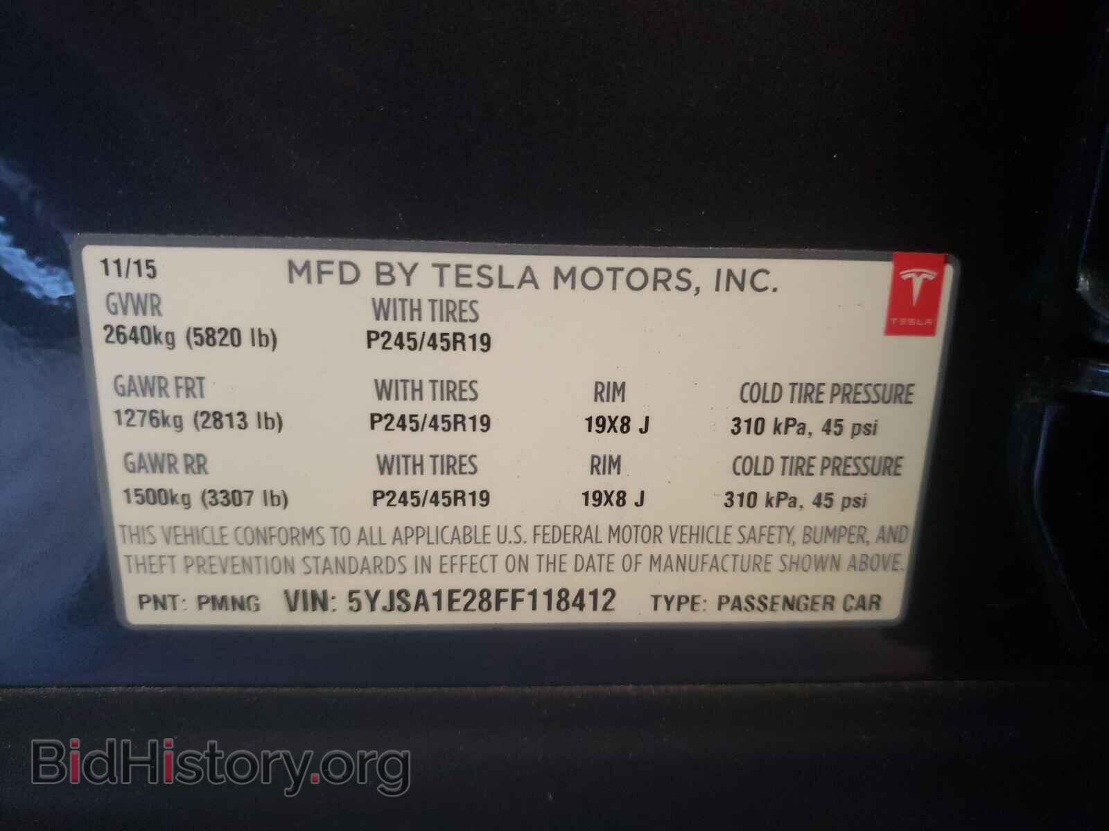 2015 TESLA MODEL S - VIN: 5YJSA1E28FF118412 - Фото 10