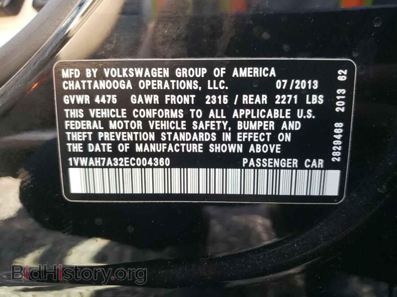 2014 VOLKSWAGEN PASSAT - VIN: 1VWAH7A32EC004360 - Фото 10