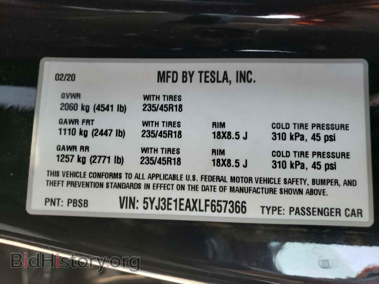 2020 TESLA MODEL 3 - VIN: 5YJ3E1EAXLF657366 - Photo 10