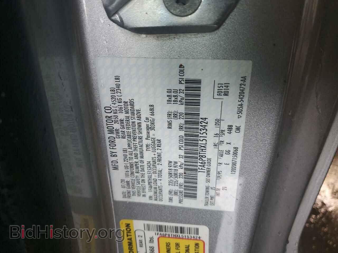 2020 FORD ALL Models - VIN: 1FA6P8THXL5153424 - Фото 12