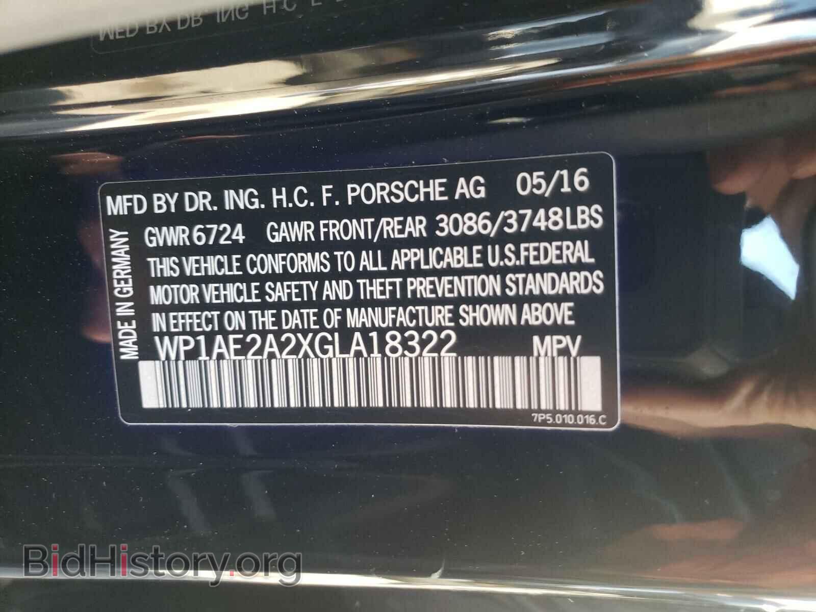 2016 PORSCHE CAYENNE - VIN: WP1AE2A2XGLA18322 - Фото 10