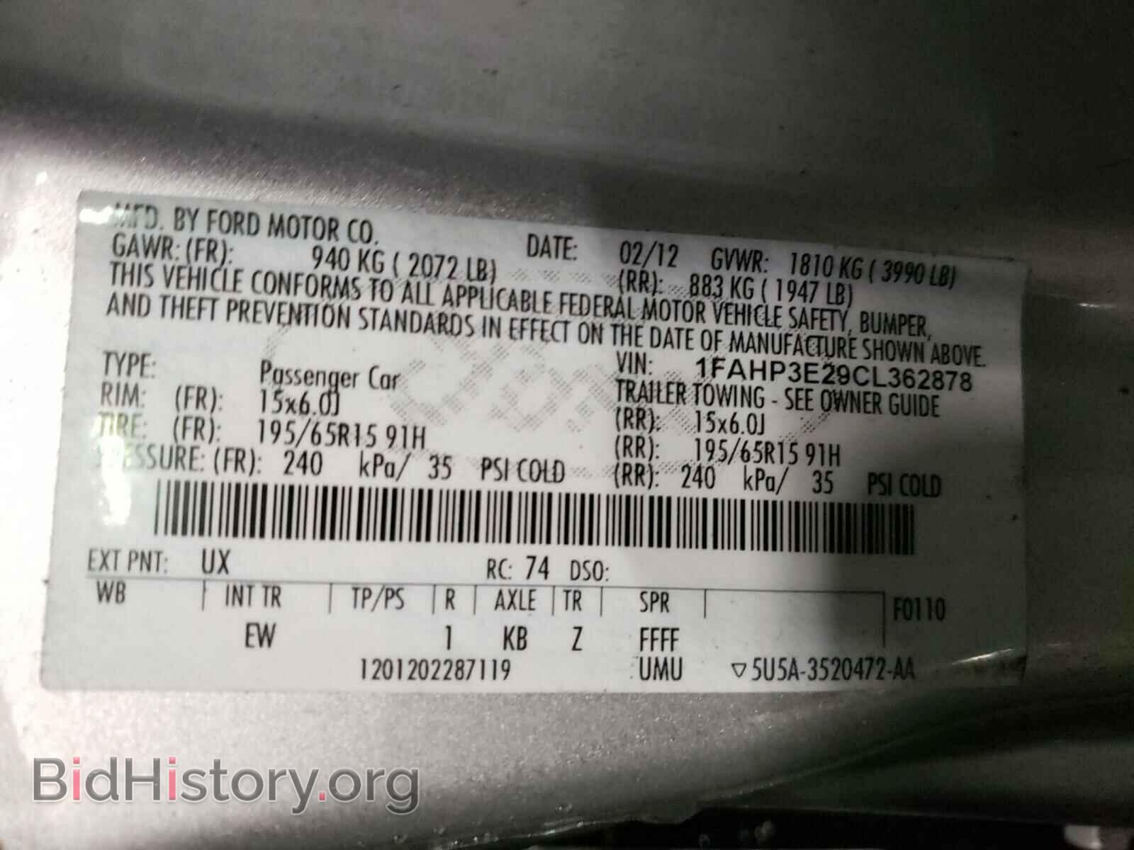 2012 FORD FOCUS - VIN: 1FAHP3E29CL362878 - Photo 10