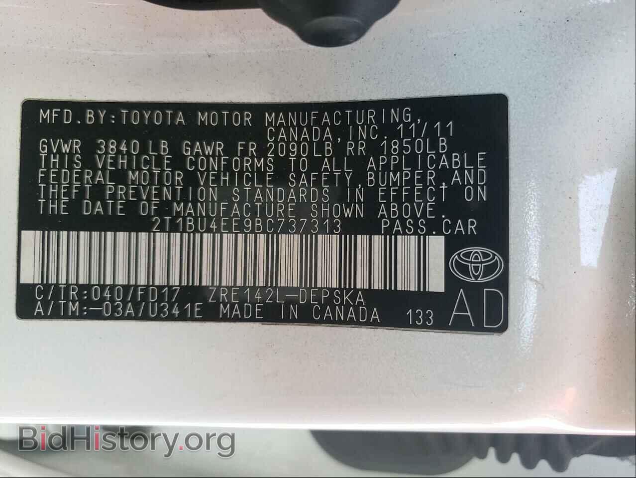 2011 TOYOTA COROLLA - VIN: 2T1BU4EE9BC737313 - Фото 10