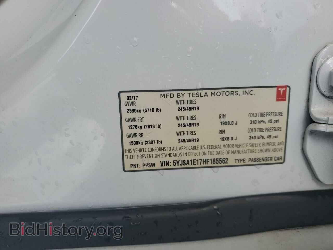 2017 TESLA MODEL S - VIN: 5YJSA1E17HF185562 - Фото 10