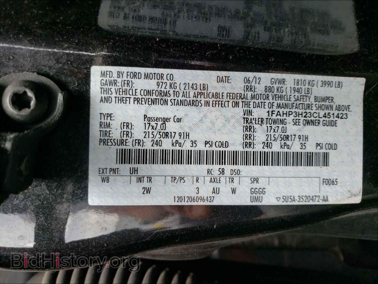 2012 FORD FOCUS - VIN: 1FAHP3H23CL451423 - Фото 10