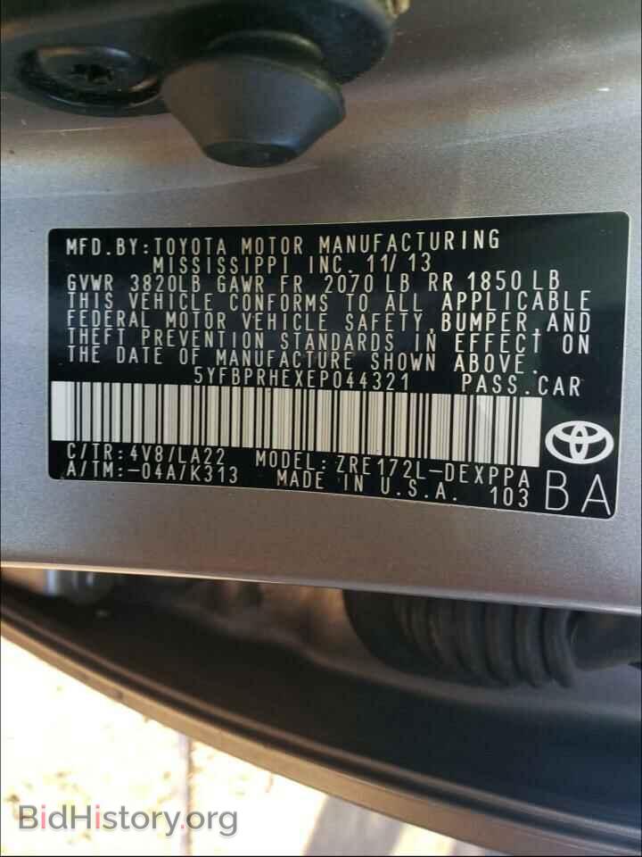 2014 TOYOTA COROLLA - VIN: 5YFBPRHEXEP044321 - Фото 10