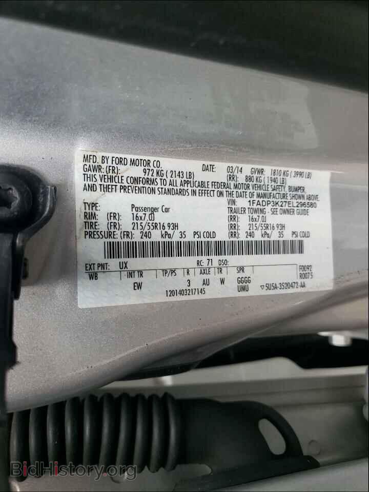 2014 FORD FOCUS - VIN: 1FADP3K27EL296580 - Фото 10