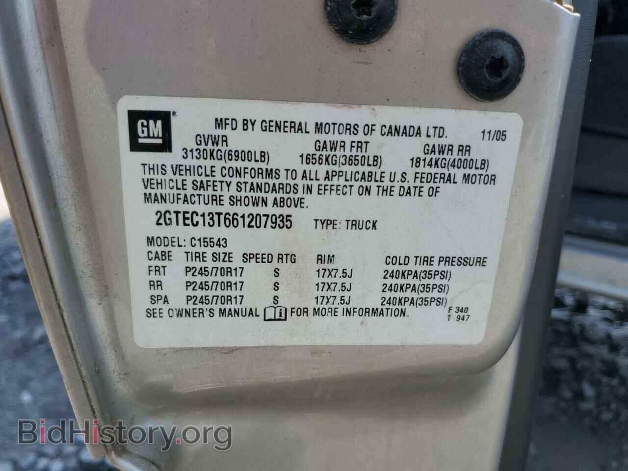 2006 GMC SIERRA - VIN: 2GTEC13T661207935 - Фото 12