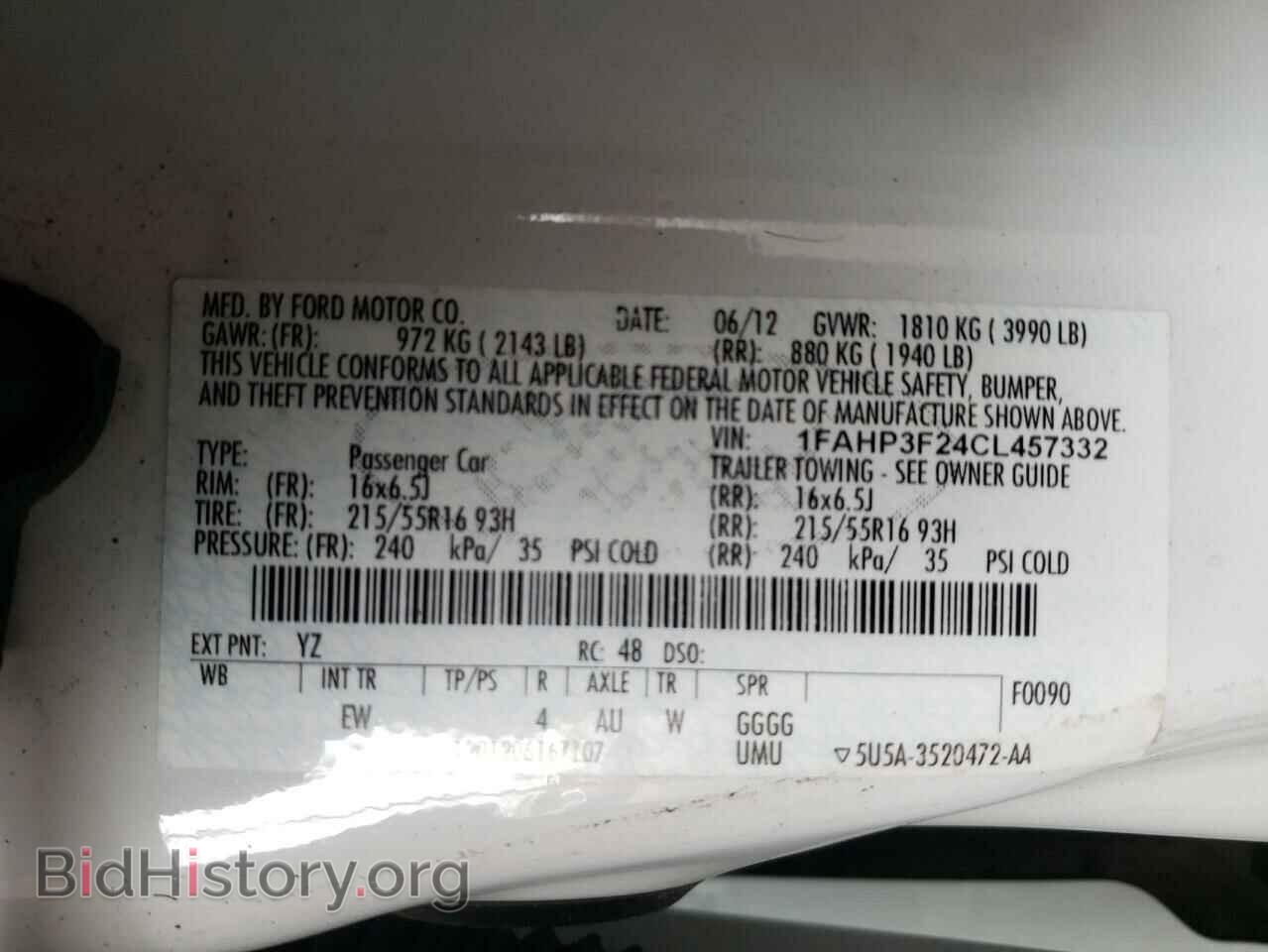 2012 FORD FOCUS - VIN: 1FAHP3F24CL457332 - Фото 10