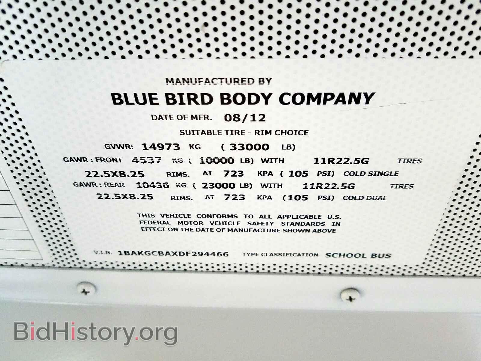 2013 BLUE BIRD ALL MODELS - VIN: 1BAKGCBAXDF294466 - Фото 10