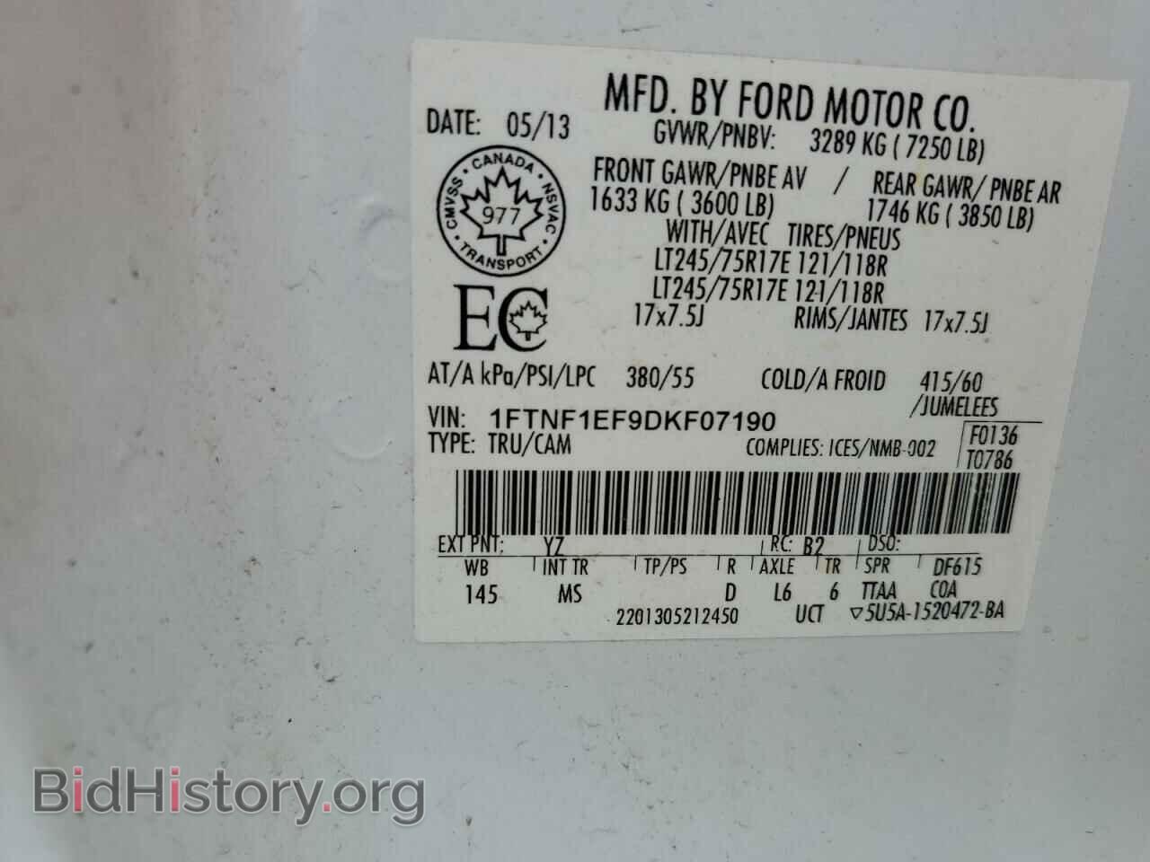 2013 FORD All Models - VIN: 1FTNF1EF9DKF07190 - Photo 12