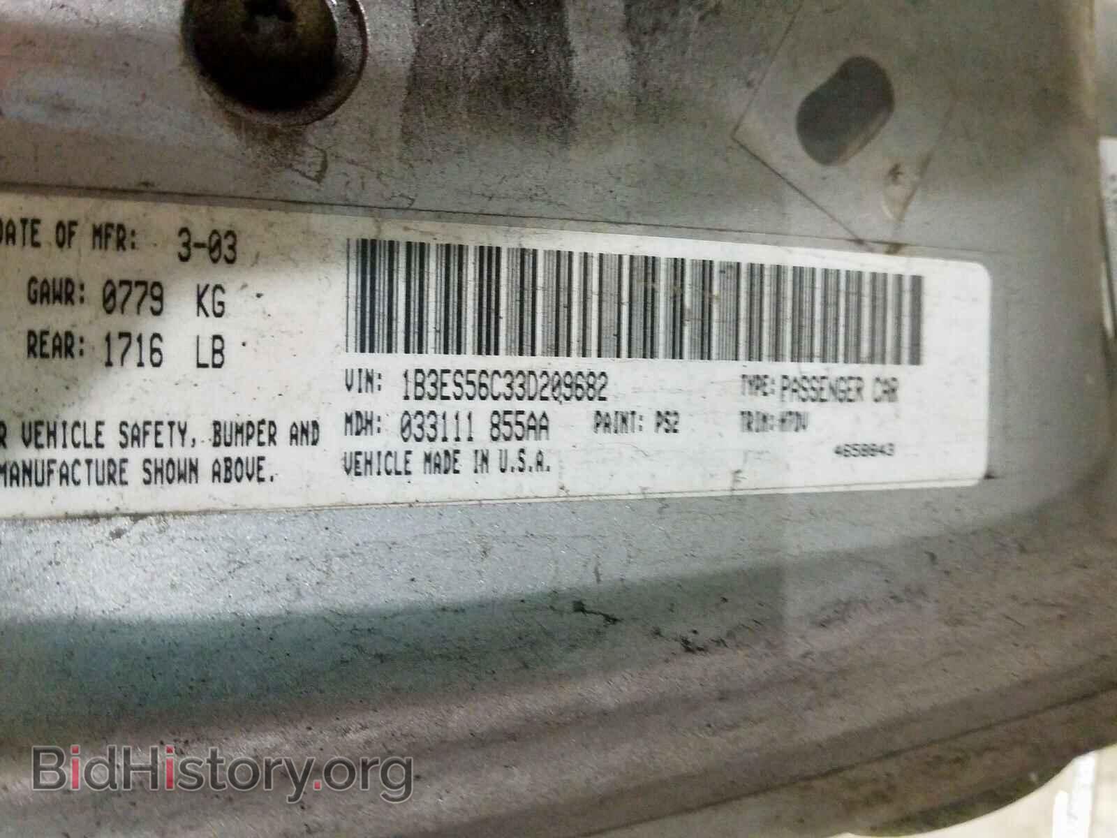 2003 DODGE NEON - VIN: 1B3ES56C33D209682 - Фото 10