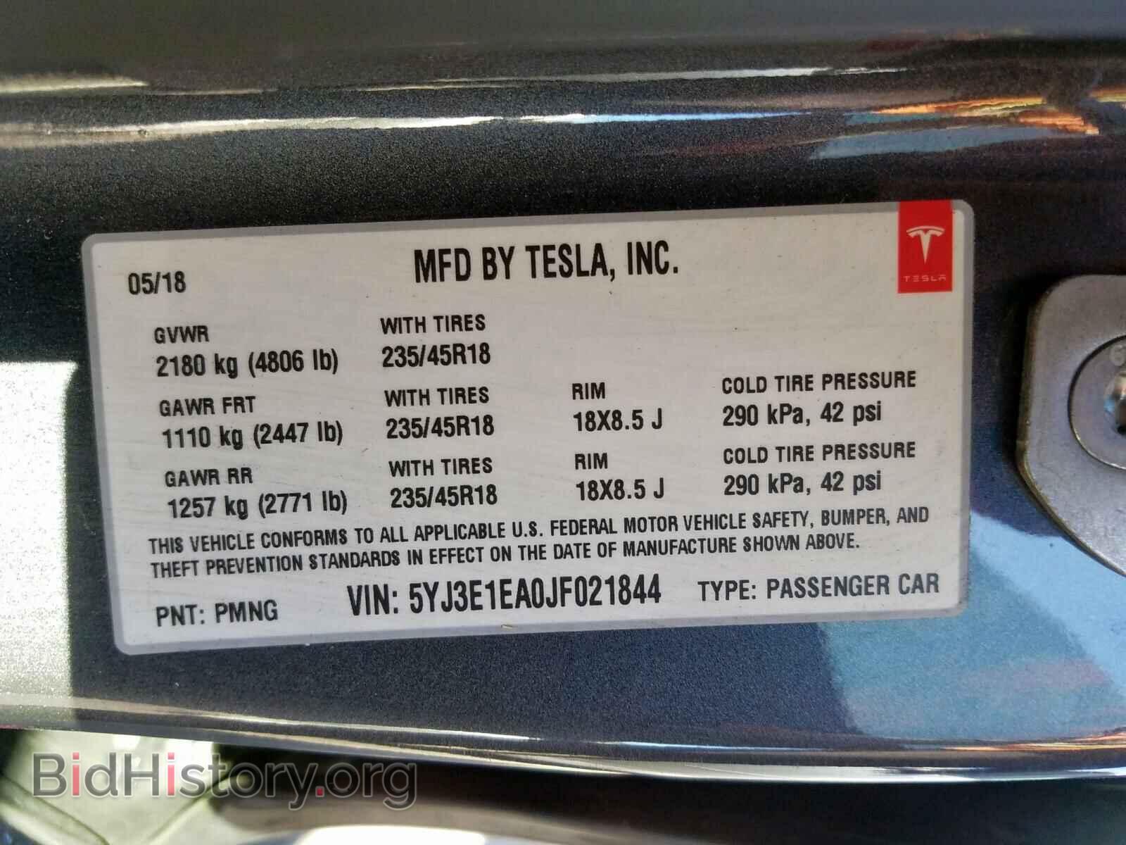 2018 TESLA MODEL 3 - VIN: 5YJ3E1EA0JF021844 - Фото 10