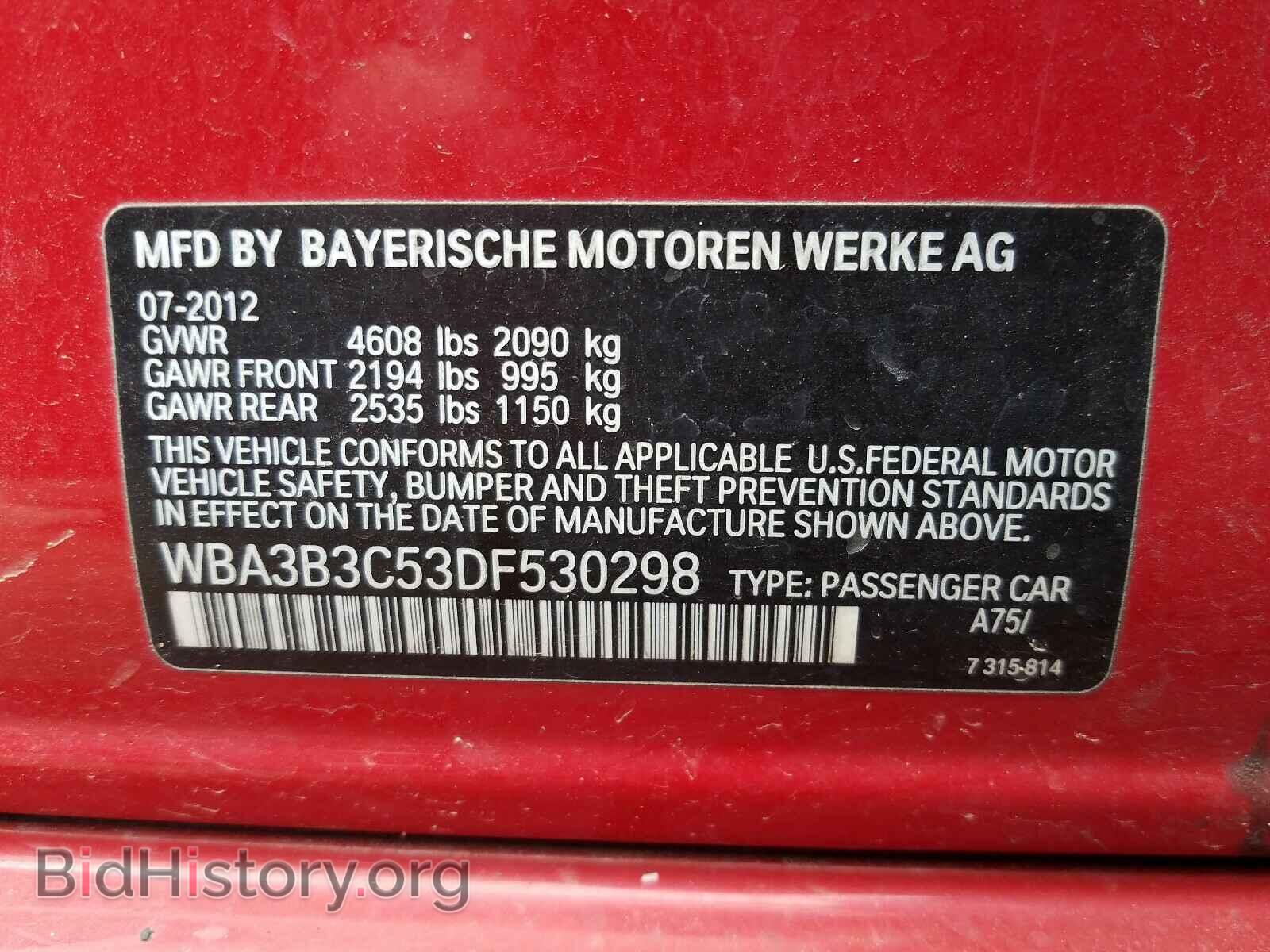 2013 BMW 3 SERIES - VIN: WBA3B3C53DF530298 - Фото 10